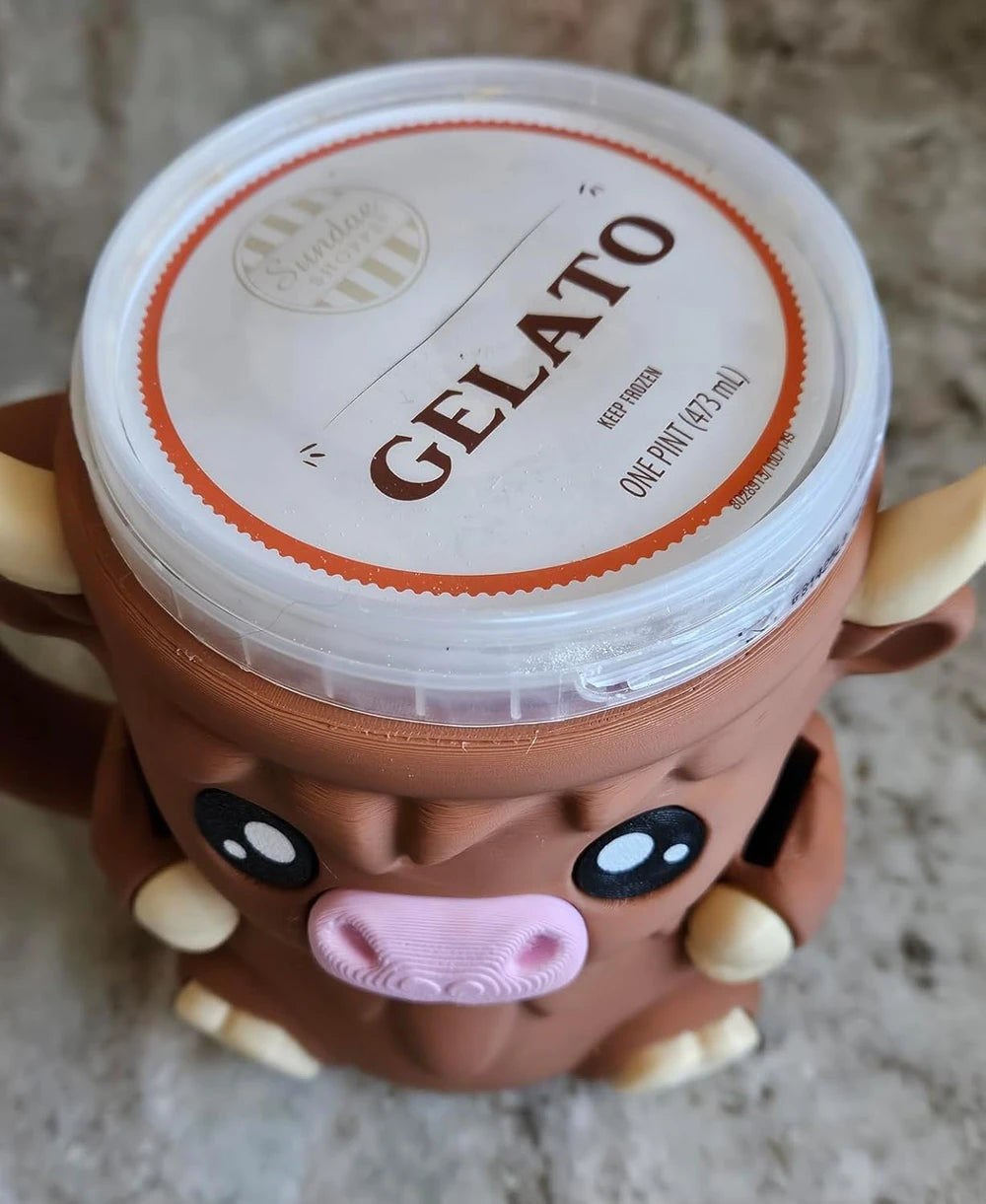Highland Cow Ice Cream Pint Holder