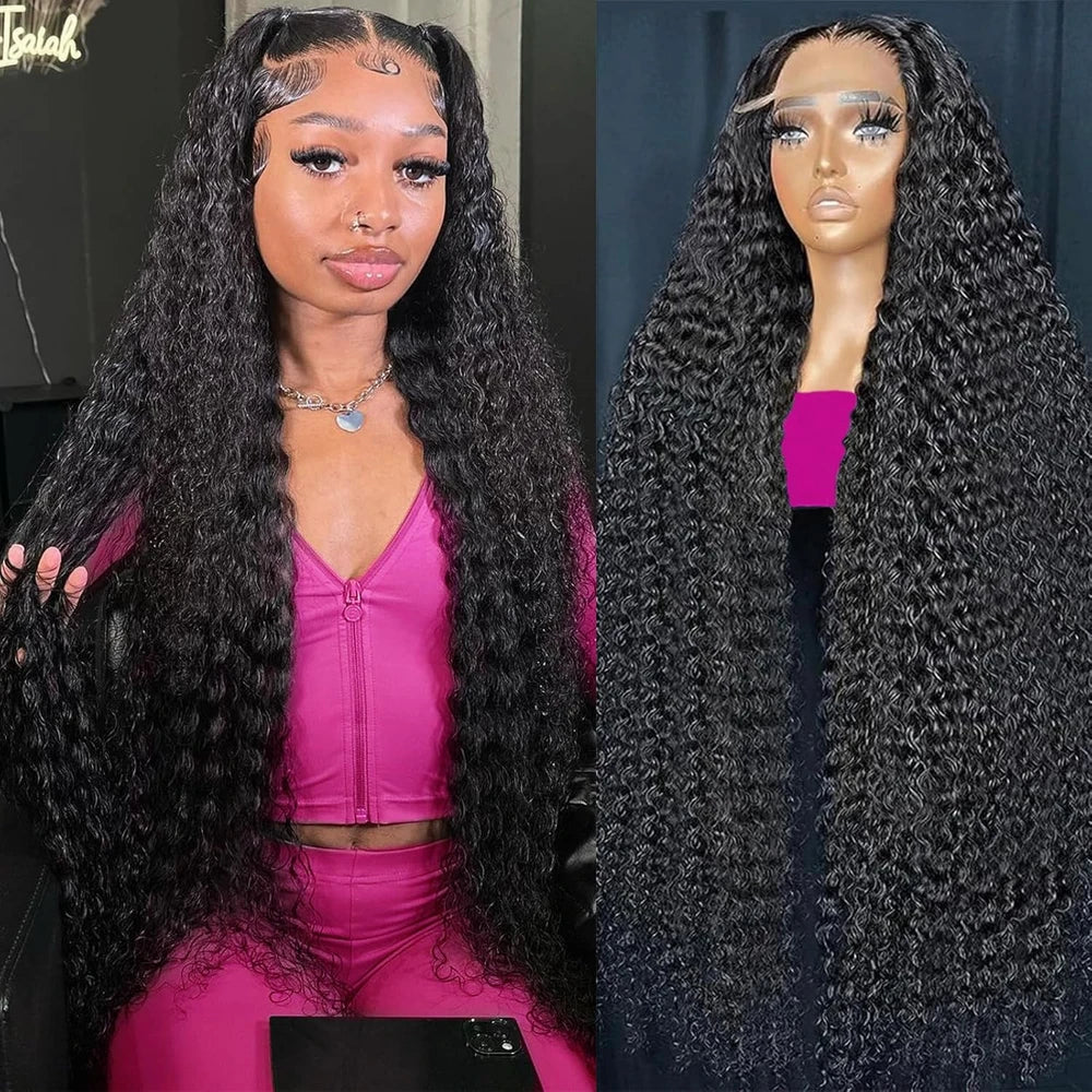 KVFCT Deep Wave Human Hair Lace Front Wig