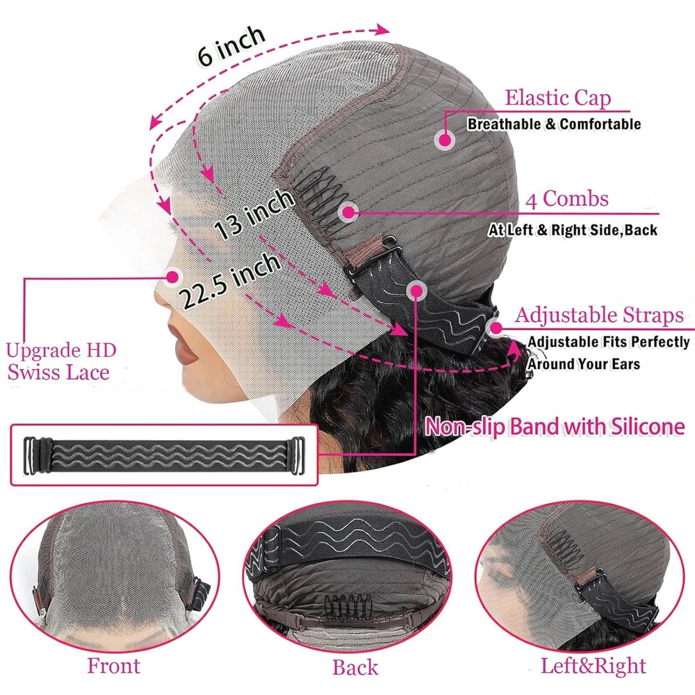 KVFCT Deep Wave Human Hair Lace Front Wig