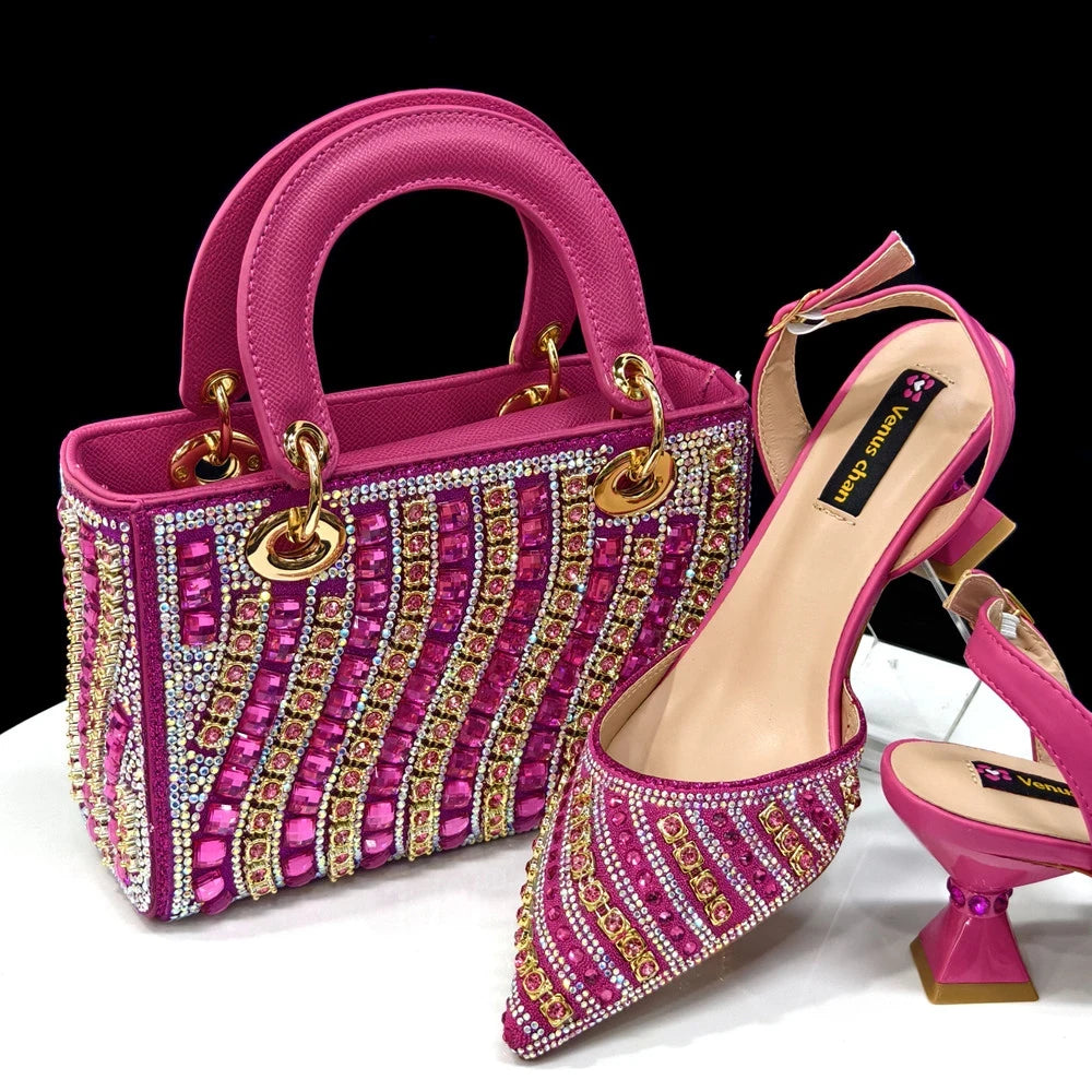 Rhinestone Slingback Heel and Bag Set