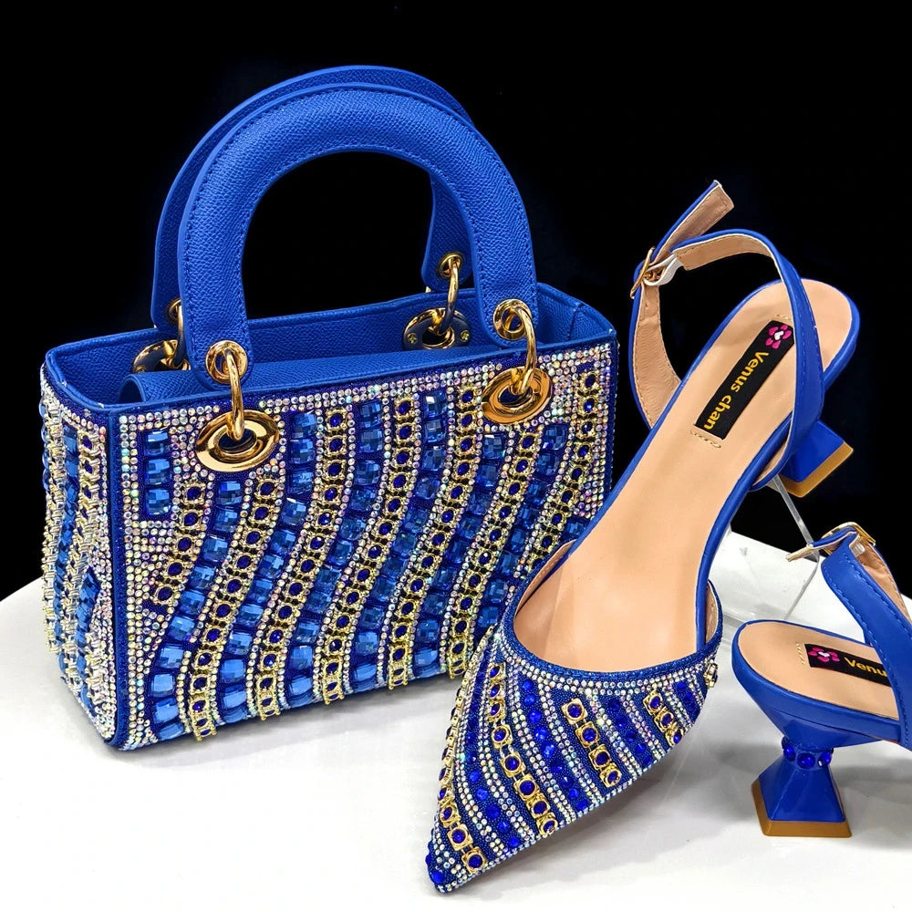 Rhinestone Slingback Heel and Bag Set