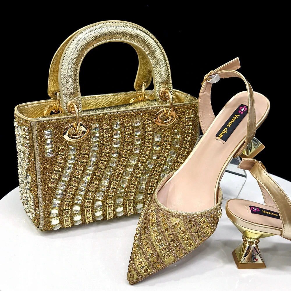 Rhinestone Slingback Heel and Bag Set