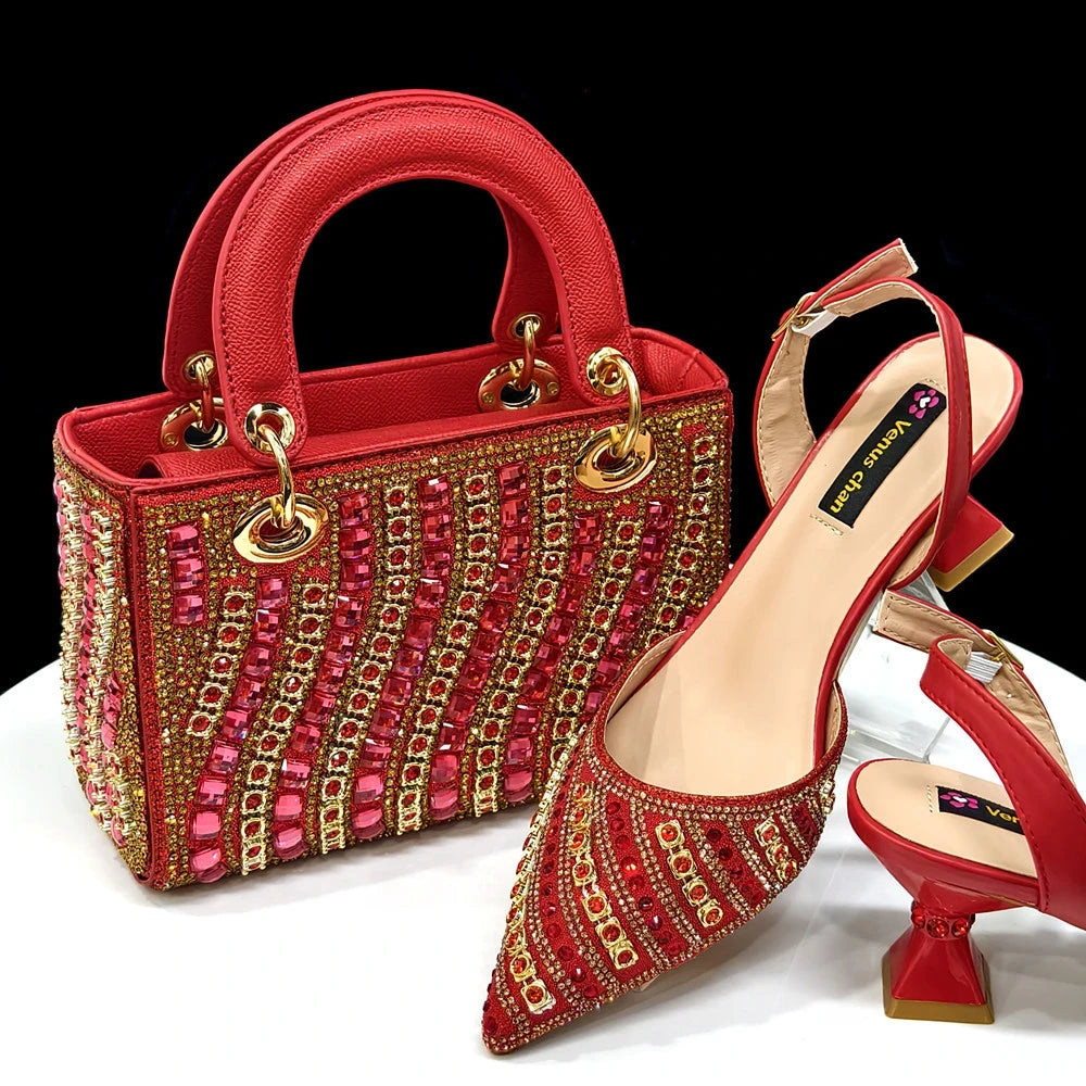 Rhinestone Slingback Heel and Bag Set