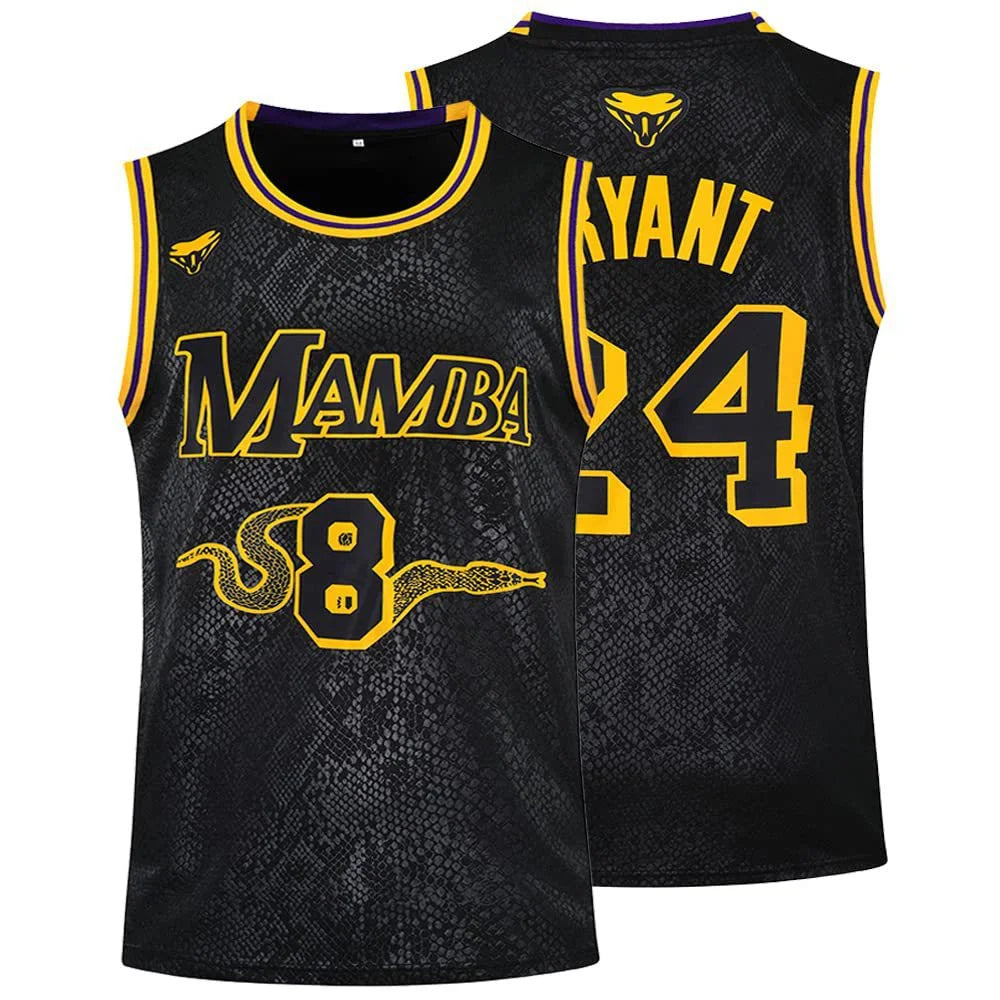Hot Sale Men's Mamba Basketball Jersey 8# 24# All Stitched Black Retro Breathable Mesh Unisex Sports Wear