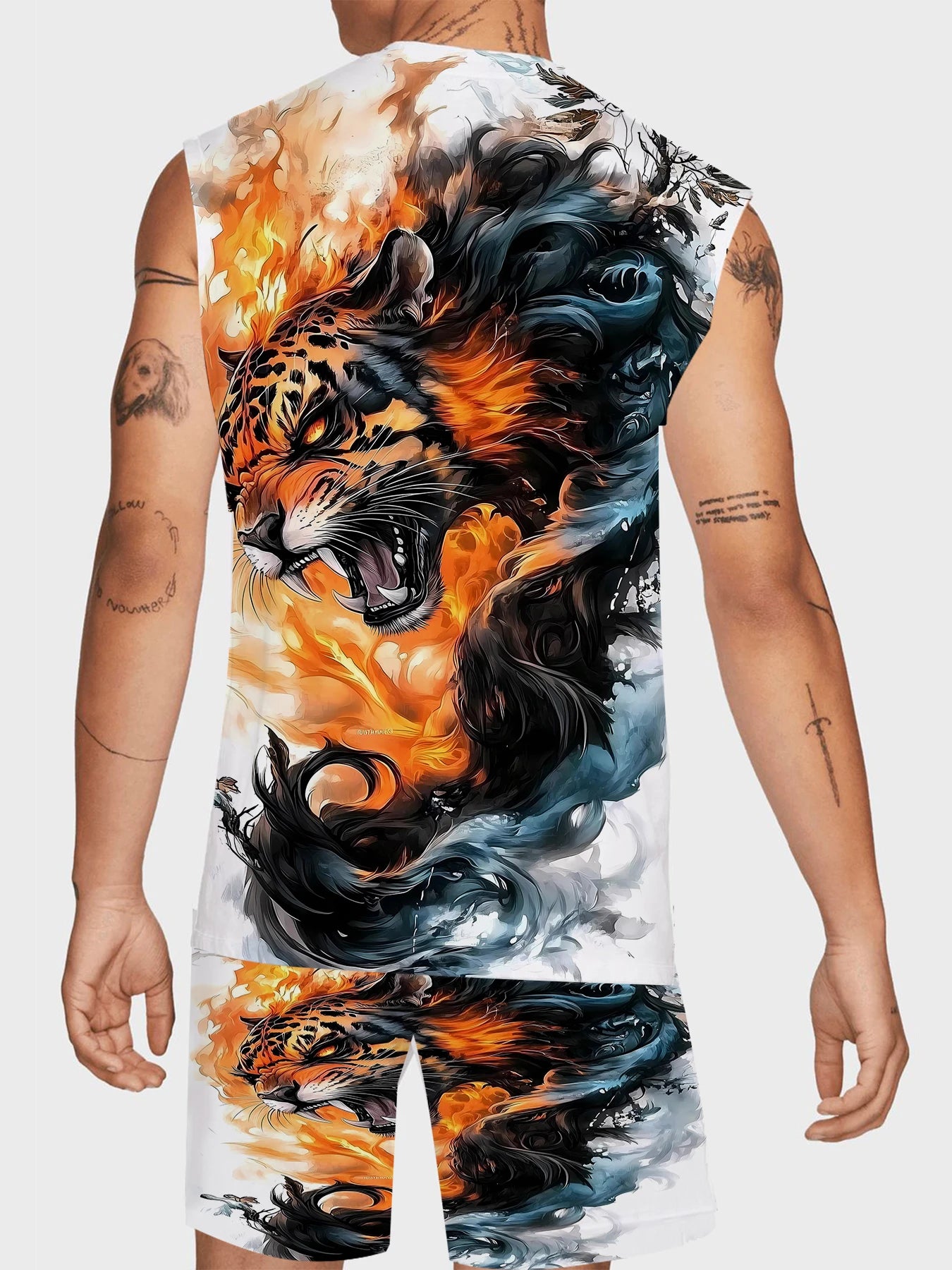 Men's Athletic Tank Top and Shorts Set Lightweight Polyester Sports Suit for Running and Jogging