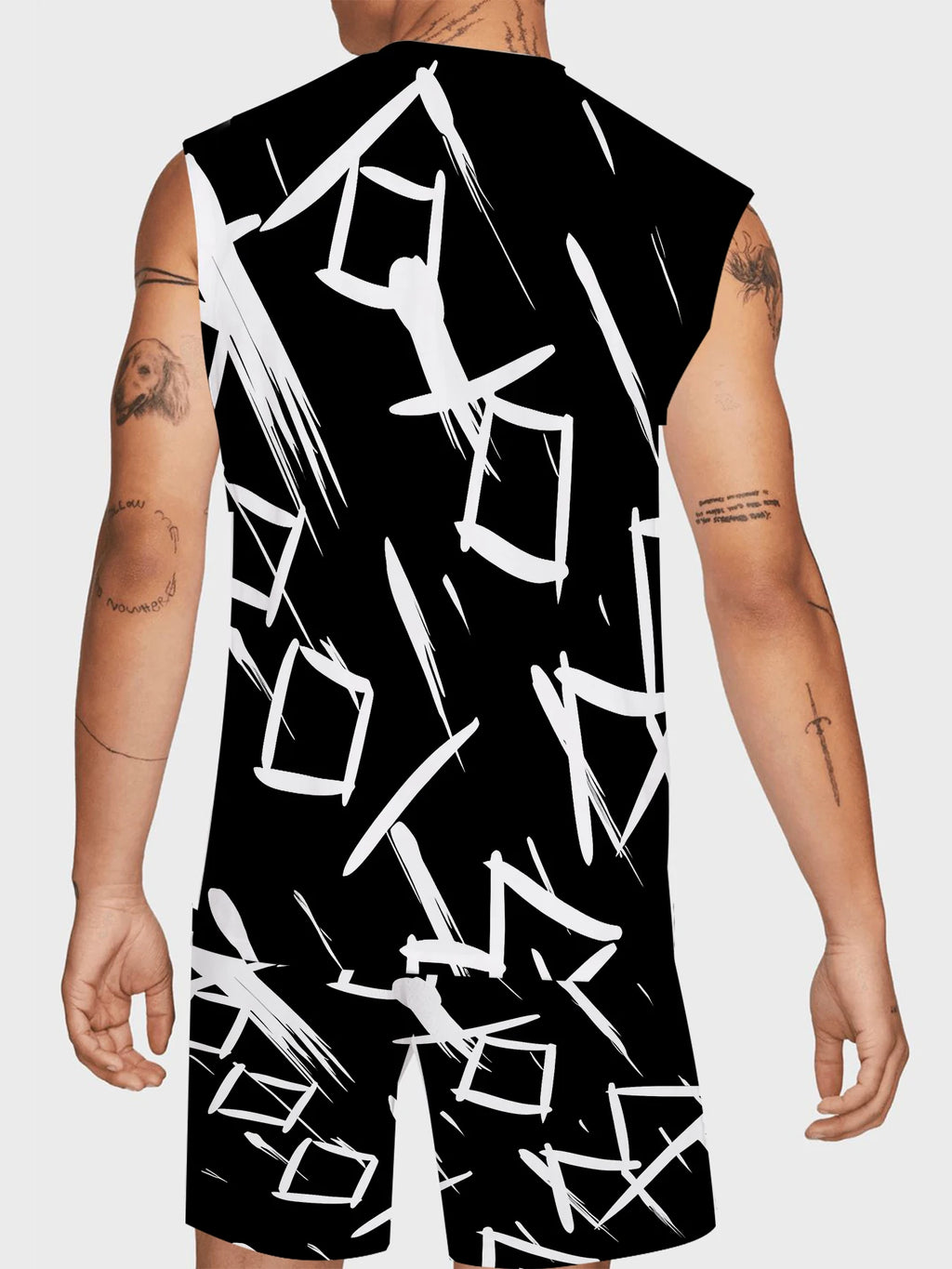 Men's Compression Tank Top and Shorts Set Elastic Polyester Gym Wear Bodybuilding Clothing Standard Fit