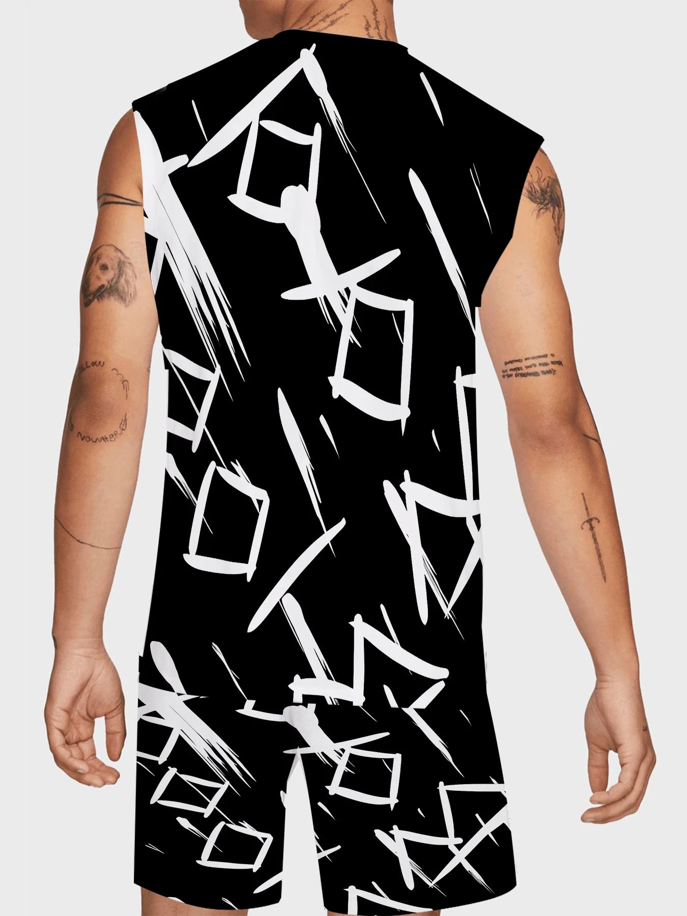 Men's Compression Tank Top and Shorts Set Elastic Polyester Gym Wear Bodybuilding Clothing Standard Fit