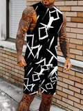 Men's Compression Tank Top and Shorts Set Elastic Polyester Gym Wear Bodybuilding Clothing Standard Fit